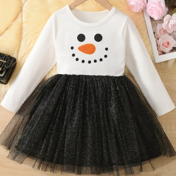 Other - Boutique Christmas Snowman Girls Long Sleeve Tutu Dress